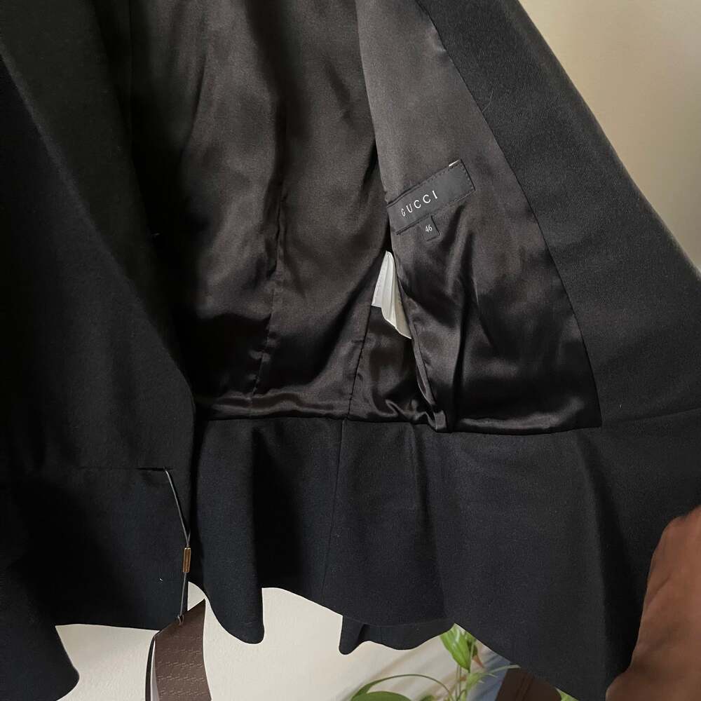 Gucci NWT Archival 2013 Black Wool Cashmere Peplum Blazer Jacket 46 IT US 10 - Picture 8 of 16